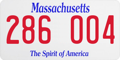 MA license plate 286OO4