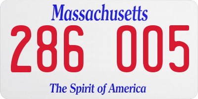 MA license plate 286OO5