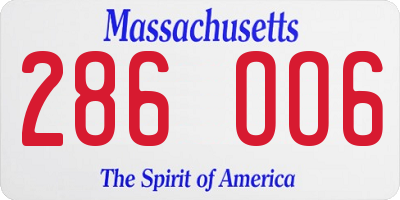 MA license plate 286OO6