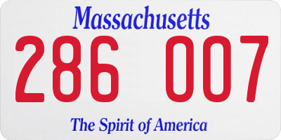 MA license plate 286OO7