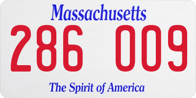 MA license plate 286OO9