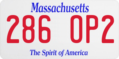 MA license plate 286OP2