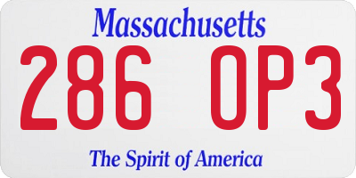 MA license plate 286OP3