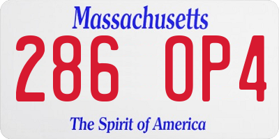 MA license plate 286OP4