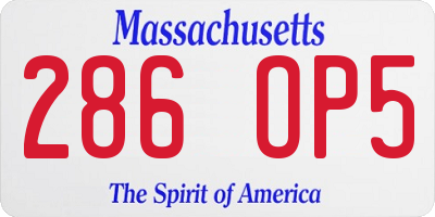 MA license plate 286OP5