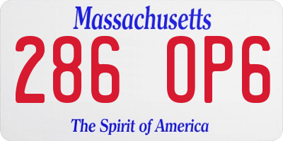 MA license plate 286OP6