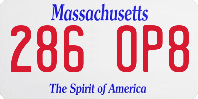 MA license plate 286OP8