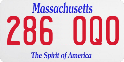 MA license plate 286OQ0