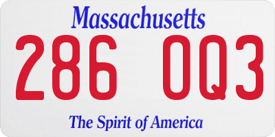MA license plate 286OQ3