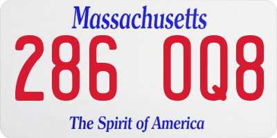 MA license plate 286OQ8