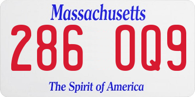 MA license plate 286OQ9