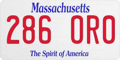 MA license plate 286OR0