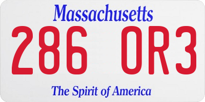 MA license plate 286OR3