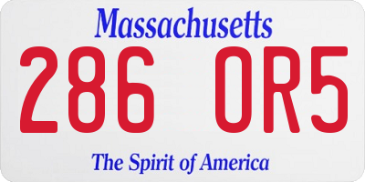 MA license plate 286OR5
