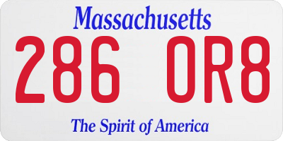 MA license plate 286OR8