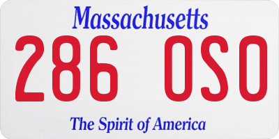 MA license plate 286OS0