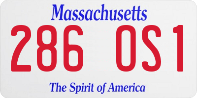 MA license plate 286OS1