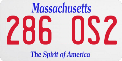 MA license plate 286OS2