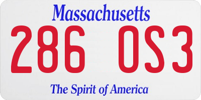 MA license plate 286OS3