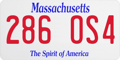 MA license plate 286OS4