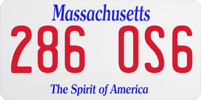 MA license plate 286OS6