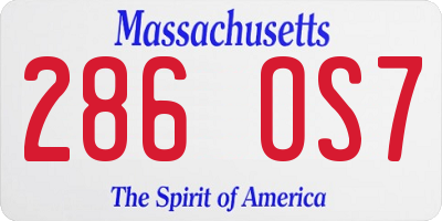 MA license plate 286OS7
