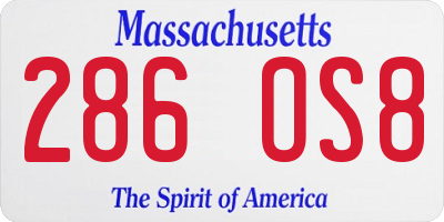 MA license plate 286OS8