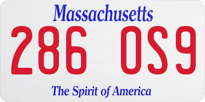 MA license plate 286OS9