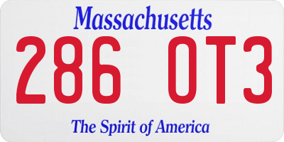 MA license plate 286OT3