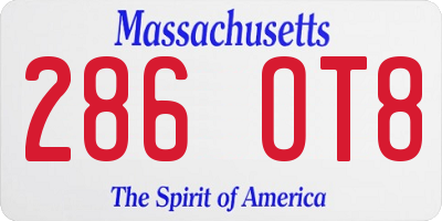 MA license plate 286OT8