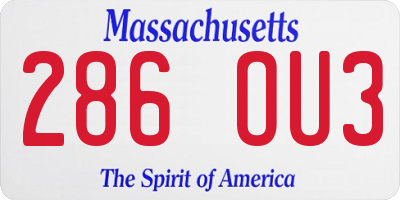 MA license plate 286OU3