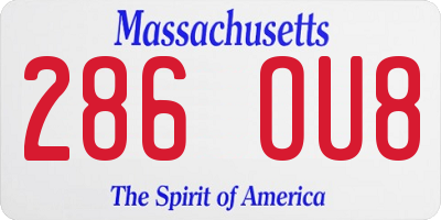 MA license plate 286OU8