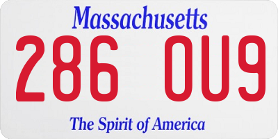 MA license plate 286OU9