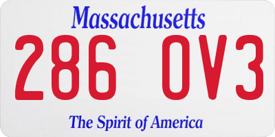 MA license plate 286OV3