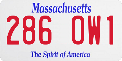 MA license plate 286OW1