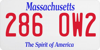 MA license plate 286OW2