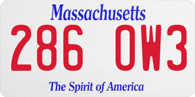 MA license plate 286OW3