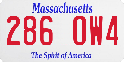 MA license plate 286OW4