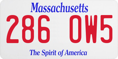 MA license plate 286OW5