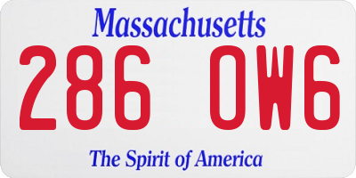MA license plate 286OW6