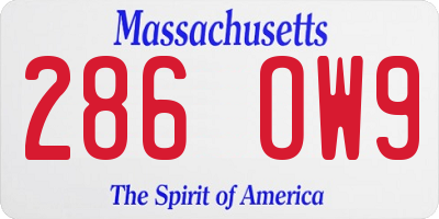 MA license plate 286OW9