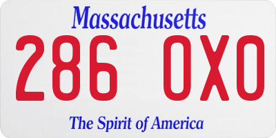 MA license plate 286OX0