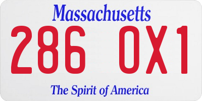 MA license plate 286OX1