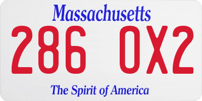 MA license plate 286OX2