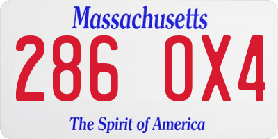 MA license plate 286OX4