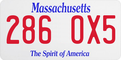 MA license plate 286OX5
