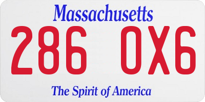 MA license plate 286OX6