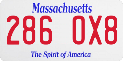 MA license plate 286OX8