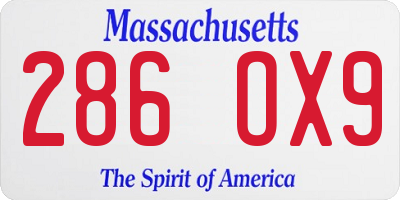 MA license plate 286OX9