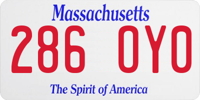 MA license plate 286OY0